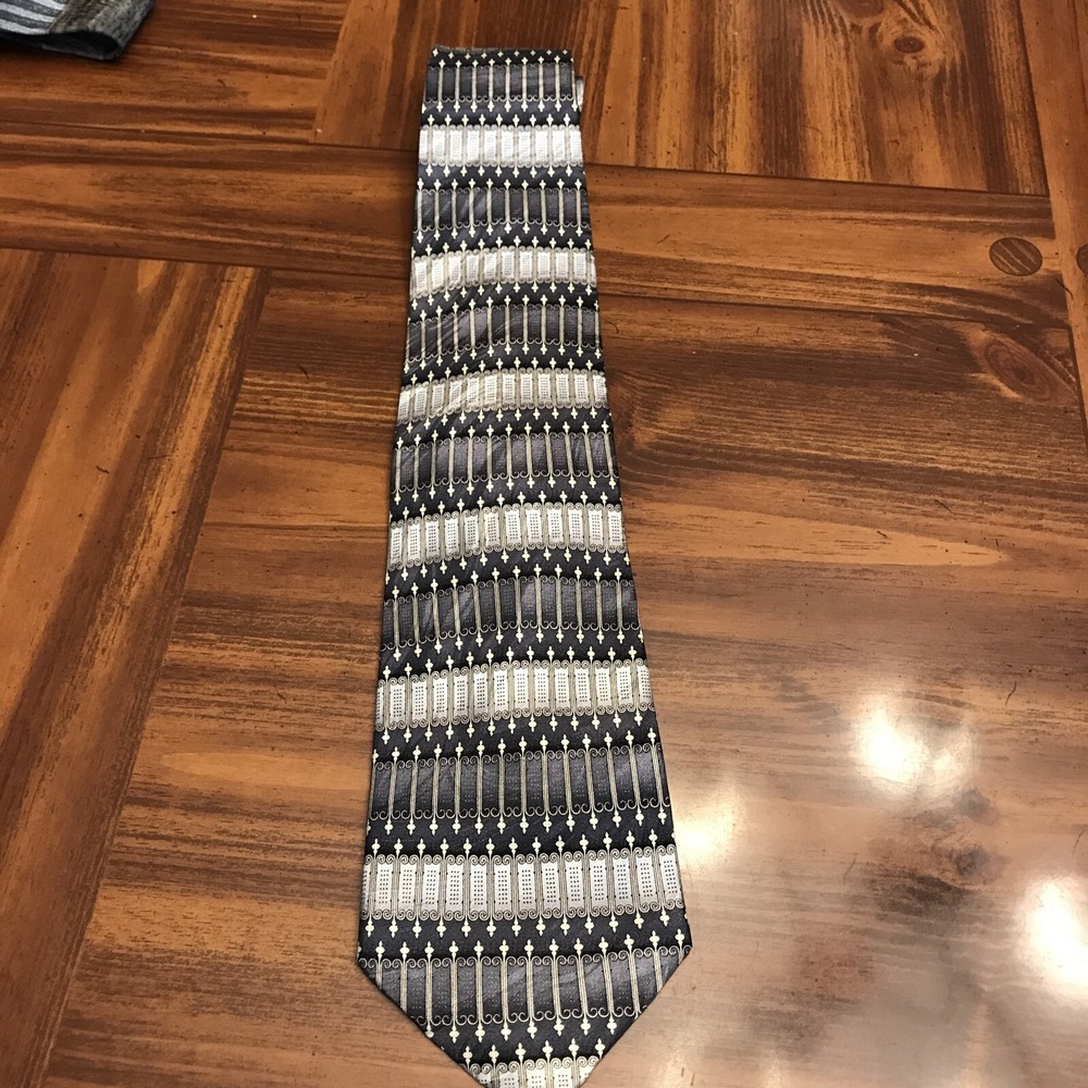 Keith Daniels vintage Silk tie Handmade Silk‎ Gray goth fence